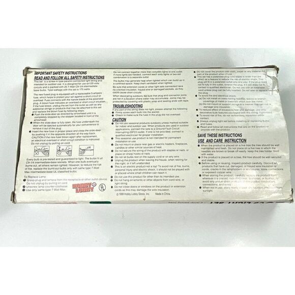 Vtg Hobby Lobby 1998 Outdoor Christmas Light Set NOS Green Transparent 25ft CQ10 - Picture 3 of 6